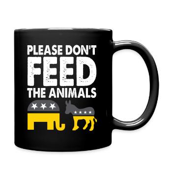Libertarian Please Don't Feed The Animals - Full Colour Mug - black - Right