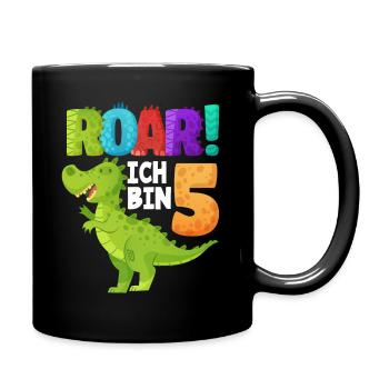 Ich Bin 5 Dinosaurier 5. Geburtstag Jungs Geschenk - Tasse einfarbig - Schwarz - Rechts