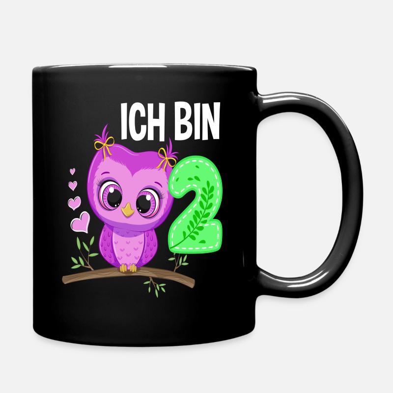 Ich Bin 2 Eule 2. Geburtstag Eulen Mädchen - Tasse einfarbig - Schwarz