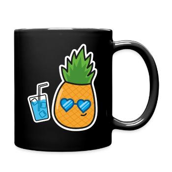 Ananas Urlaub Ferien - Tasse einfarbig - Schwarz - Rechts