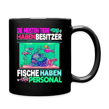 Fisch Fischer Aquarium Fischliebhaber Fischzüchter - Tasse einfarbig - Schwarz - Rechts