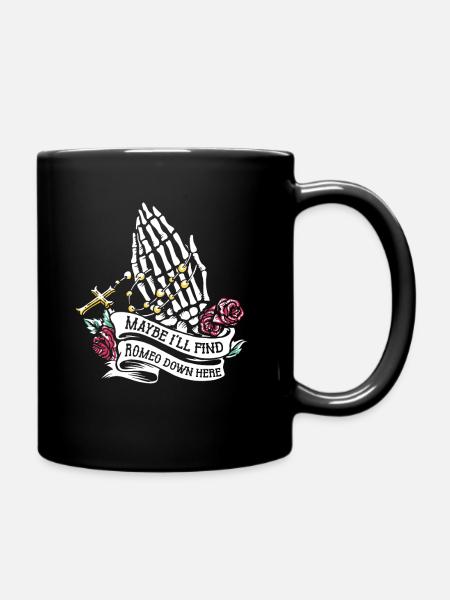 Roméo Gothic Bones Squelette Roses Mort Tombe - Mug uni - noir