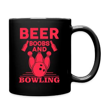 Beer breasts and bowling - Full Colour Mug - black - Right