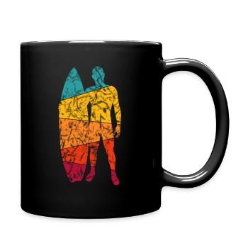 Retro Surfdesign - Surfer - Tasse einfarbig - Schwarz - Rechts