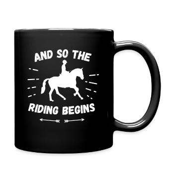 Et c’est ainsi que commence l’équitation - cheval - Mug uni - noir - Droite