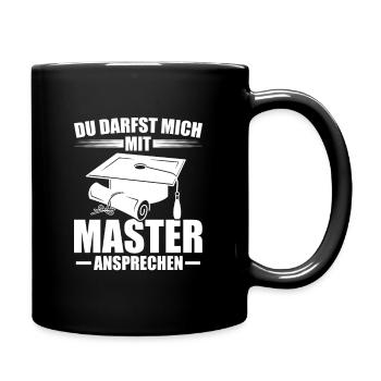 Masterprüfung Studium Abschluss Master Geschenk - Tasse einfarbig - Schwarz - Rechts