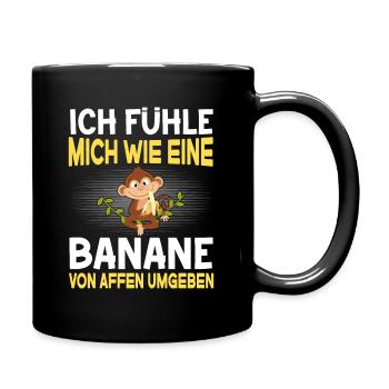 Banane Affen Bauarbeiter Arbeit - Tasse einfarbig - Schwarz - Rechts