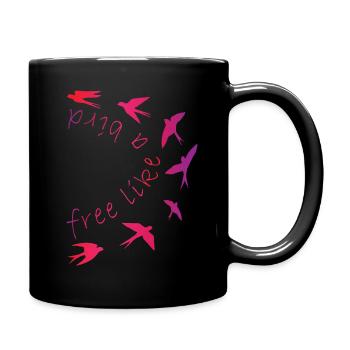free like a bird - Tasse einfarbig - Schwarz - Rechts