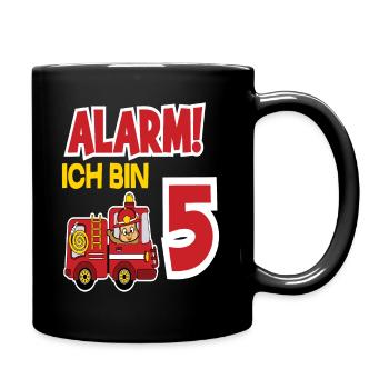 Alarm Ich Bin 5. Geburtstag Feuerwehrmann Junge - Tasse einfarbig - Schwarz - Rechts