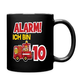 Alarm Ich Bin 10. Geburtstag Feuerwehrmann Junge - Tasse einfarbig - Schwarz - Rechts