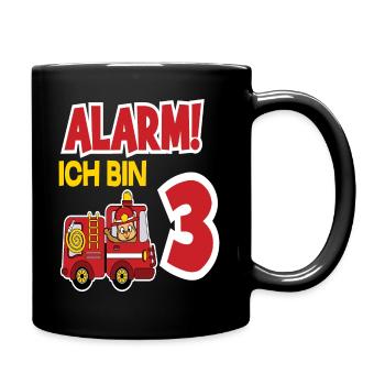 Alarm Ich Bin 3. Geburtstag Feuerwehrmann Junge - Tasse einfarbig - Schwarz - Rechts