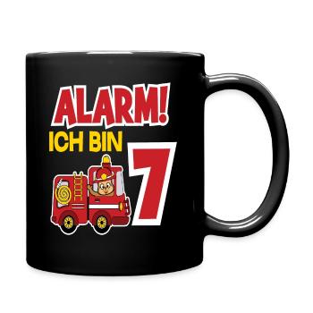 Alarm Ich Bin 7. Geburtstag Feuerwehrmann Junge - Tasse einfarbig - Schwarz - Rechts
