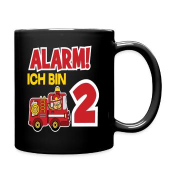 Alarm Ich Bin 2. Geburtstag Feuerwehrmann Junge - Tasse einfarbig - Schwarz - Rechts