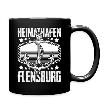 Heimathafen Flensburg Moin Flensburger Norddeutsch - Tasse einfarbig - Schwarz - Rechts