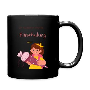 Schulkind zur Einschulung 2022 - Tasse einfarbig - Schwarz - Rechts
