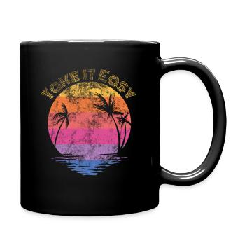Cool Retro Design Summer Beach Palms Summer - Full Colour Mug - black - Right