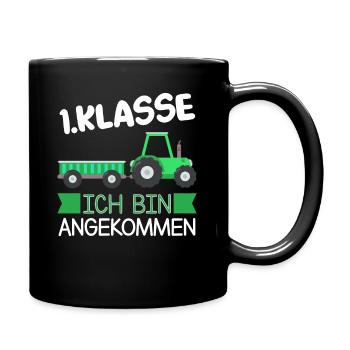 1.Klasse Traktor Schulanfänger Geschenk - Tasse einfarbig - Schwarz - Rechts