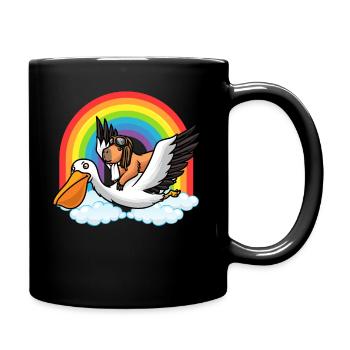 Capybara With Pelican Fly Rodent Funny - Full Colour Mug - black - Right