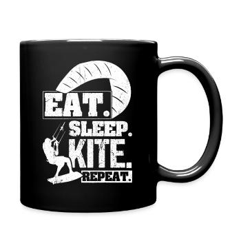 Kiteboarding Kite Kiten - Eat Sleep Kite Kitesurfe - Tasse einfarbig - Schwarz - Rechts