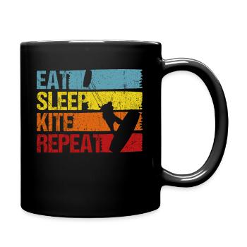 Kiteboarding Kite Kiten - Eat Sleep Kite Kitesurfe - Tasse einfarbig - Schwarz - Rechts