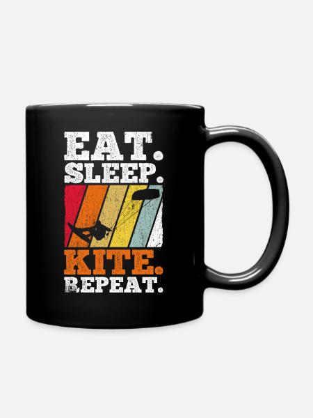 Kiteboarding Kite Kiten - Eat Sleep Kite Kitesurfe - Tasse einfarbig - Schwarz