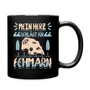 Mein Herz Schlägt Für Fehmarn Ostsee Ostseeinsel - Tasse einfarbig - Schwarz - Rechts
