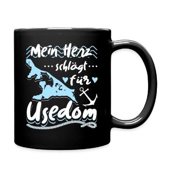 Mein Herz Schlägt Für Usedom Ostsee Usedomer - Tasse einfarbig - Schwarz - Rechts