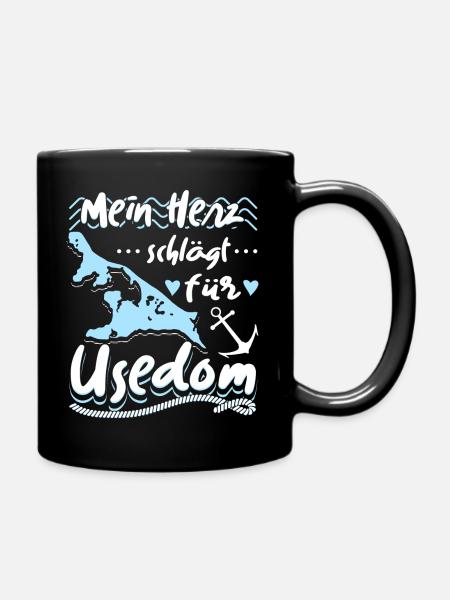 Mein Herz Schlägt Für Usedom Ostsee Usedomer - Tasse einfarbig - Schwarz