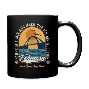 Fehmarn Sommer Badge - Tasse einfarbig - Schwarz - Rechts