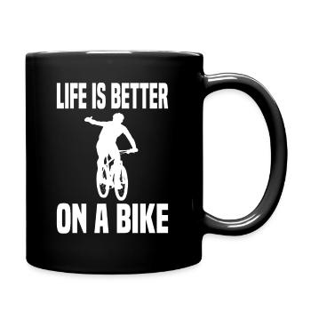 Life is better on a bike bike saying - Full Colour Mug - black - Right