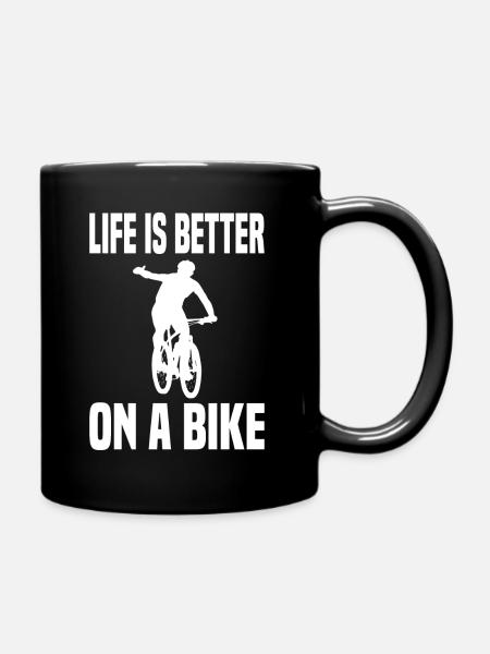 La vie est meilleure sur un vélo à vélo en disant - Mug uni - noir