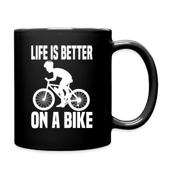 Life is better on a bike bike saying - Full Colour Mug - black - Right