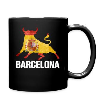 Barcelona Spain Flag Bull Fighting Spanish - Full Colour Mug - black - Right