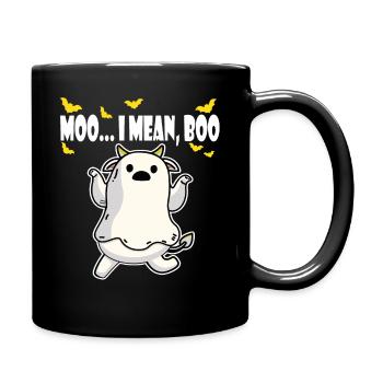Ghost Cow Moo I Mean Boo Pumpkin Farmer Gift - Full Colour Mug - black - Right