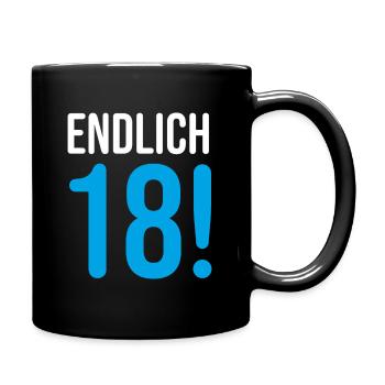 18. Geburtstag 18 Jahre - Tasse einfarbig - Schwarz - Rechts