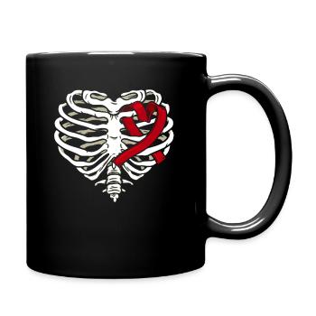 Ribcage Heart Ribbon Gothic Bones Skeleton Death - Tasse einfarbig - Schwarz - Rechts