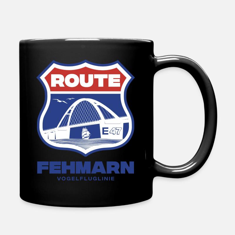 Fehmarn Route E47 II - Tasse einfarbig - Schwarz