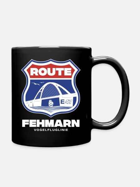 Fehmarn Route E47 - Tasse einfarbig - Schwarz