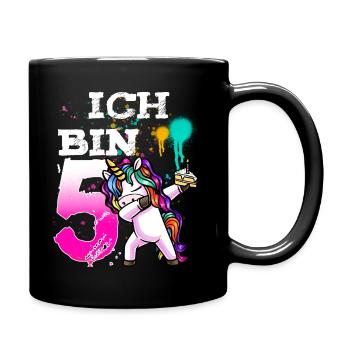 5. Geburtstag Mädchen 5 Jahre Einhorn - Tasse einfarbig - Schwarz - Rechts