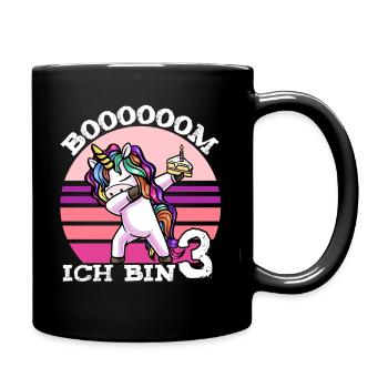 Dritter Geburtstag Mädchen 3 Jahre Einhorn - Tasse einfarbig - Schwarz - Rechts