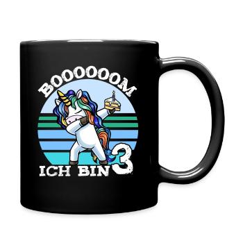 Dritter Geburtstag Mädchen 3 Jahre Einhorn - Tasse einfarbig - Schwarz - Rechts