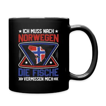 Norwegen Angeltrip Angeltour Geschenk Fisch - Tasse einfarbig - Schwarz - Rechts