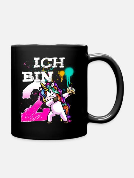 2. Geburtstag Mädchen 2 Jahre Einhorn - Tasse einfarbig - Schwarz