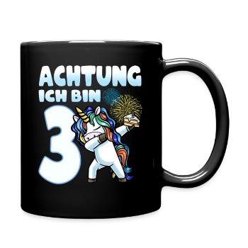 Dritter Geburtstag Mädchen 3 Jahre Einhorn - Tasse einfarbig - Schwarz - Rechts