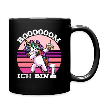 1. Geburtstag Mädchen 1 Jahr Einhorn - Tasse einfarbig - Schwarz - Rechts