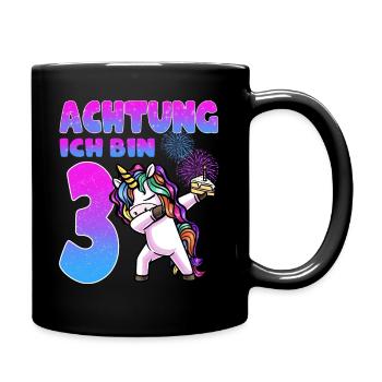 3. Geburtstag Mädchen 3 Jahre Einhorn - Tasse einfarbig - Schwarz - Rechts