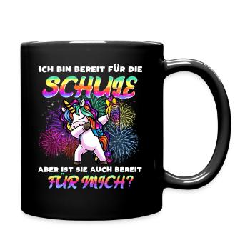 Einschulung Mädchen Schulkind Einhorn Schultüte - Tasse einfarbig - Schwarz - Rechts
