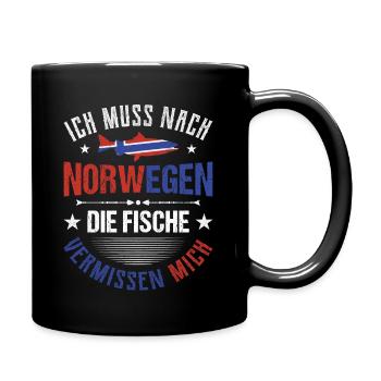 Angeln in Norwegen Angeltour Norwegen - Tasse einfarbig - Schwarz - Rechts
