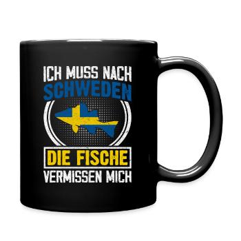 Schweden Angeltrip Fische Geschenk - Tasse einfarbig - Schwarz - Rechts