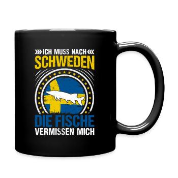 Schweden Angeltrip Angeltour Geschenk - Tasse einfarbig - Schwarz - Rechts